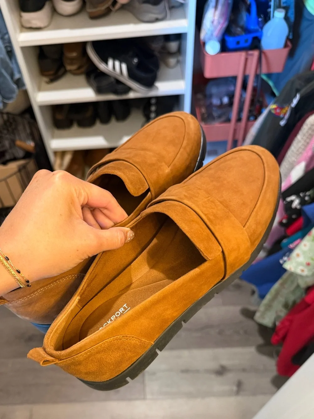 Rockport Women's Tan Suede Slip-On Loafers